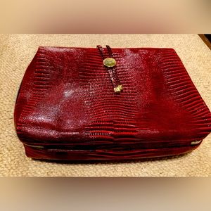 Estee lauder burgundy faux alligator travel makeup bag